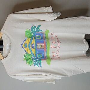 Vintage 1995 On White Rum Point Grand Cayman Graphic T-Shirt